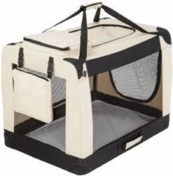 Auto Bench ReisBench Nylon Bench – Honden Bench XXL Beige-91x64x64cm – Stoffen Bench – Vouwbench – Softbench – Honden 25-35kilo