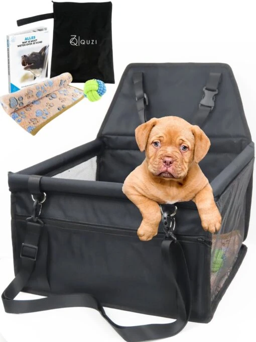 Luxe Autostoel Hond – Reisbench Opvouwbaar – Hondenmand Achterbank Auto – Hondenstoel – Zwart